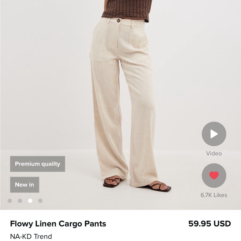 NA-KD Flowy Linen Cargo Pants